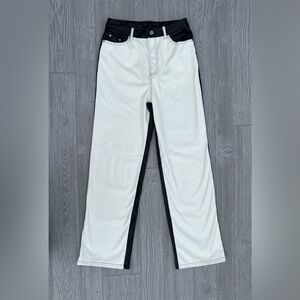 NWT Papermoon Vegan Leather White and Black High Rise Pants Size Medium